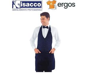 Isacco GREMBIULE GILET VICTOR Blu Rigato Cantina Enoteca Sommelier Bistrot