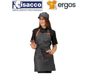 Isacco GREMBIULE KANSAS SHORT Pettorina Corto Jeans Nero Unisex Cantine Barista