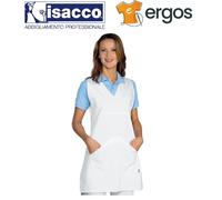Isacco GREMBIULE PONCHO Scollo V Bianco Smanicato Maestra Asilo Estetista Donna