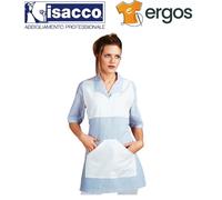 Isacco GREMBIULE PONCHO Scollo V Rigato Smanicato Maestra Asilo Estetista Donna