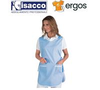 Isacco GREMBIULE PONCHO Smanicato Azzurro Rigato Maestra Asilo Estetista Pulizie