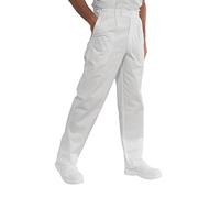 Isacco Pantalone Lavoro Bianco, Bianco, S, 100% Cotone