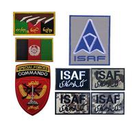 ISAF - Toppa in tessuto da 8 pezzi, collezione militare con emblemi del Commando delle forze speciali, insegne con bandiera dell'Afghanistan