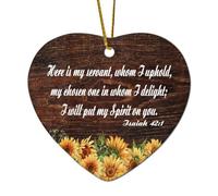 Isaia 42:1 Here Is My Servant Whom I Uphold My Chosen One in Whom I Delight; I Will Put My Spirit Heart Citazioni Ornamento di Natale in ceramica per albero di Natale Decorazione per albero di Natale