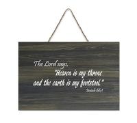 Isaia 66:1 The Lord Says, Heaven Is My Throne And The Earth Is My Footstool Cartello in legno 15,2 x 25,4 cm Bibbia Arte da parete Rustico Farmhouse Placche in legno da appendere per porta d'ingresso