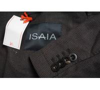 Isaia Napoli Giacca Sportiva Leggera In Lino Marrone Nera A Vichy 38R NUOVA