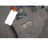 Isaia Napoli Marrone Rosso Plaid Tessuto di Cotone Sport Giacca 42R Nuovo