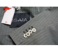 Isaia Napoli Misto Lana Grigio a Spina di Pesce Sport Cappotto Giacca 38R Nuovo