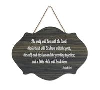 Isaiah 11:6 The Wolf Will Live with The Lamb, The Leopard Will Lie Down with The Goat, cartello di benvenuto in legno rustico, per portico anteriore, porta, parete, scuola, aula caffè, club, 15,2 x