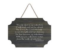 Isaiah 12:2 3 Wall Art Surely God Is My Salvation I Will Trust And Not Be Afraid. The Lord Hanging Cartello in legno rustico da parete in legno cartello poster ufficio nuova decorazione per la casa 6