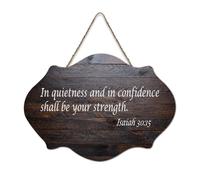 Isaiah 30:38,1 cm Quietness And Confidence Shall Be Your Strength, cartello di benvenuto in legno rustico per portico, porta, decorazione da parete, fattoria, cartello in legno per scuola, aula