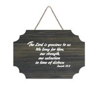 Isaiah 33:2 The Lord Is Gracious to Us, We Long for Him, Our Strength, Our Salvation in Time of Dist Cartello di benvenuto in legno rustico per portico anteriore porta aula Coffee Club Targa in legno