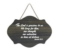 Isaiah 33:2 The Lord Is Gracious to Us, We Long for Him, Our Strength, Our Salvation in Time of Dist Cartello di benvenuto in legno rustico per portico anteriore porta aula Coffee Club Targa in legno