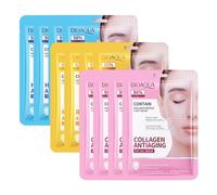 ISAKEN 12 Fogli Maschere in Tessuto Idratanti, Maschere per il Viso Idratanti Acido Ialuronico, Maschera Viso al Collagene Idrosolubile Maschera Viso al Retinolo per Tutti i Tipi di Pelle
