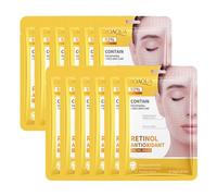 ISAKEN 12 Fogli Maschere in Tessuto Idratanti, Maschere per il Viso Idratanti Acido Ialuronico, Maschera Viso al Collagene Idrosolubile Maschera Viso al Retinolo per Tutti i Tipi di Pelle