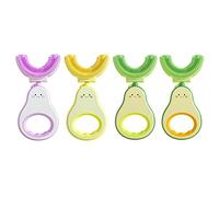 ISAKEN 4 Pezzi Spazzolino a Forma di Ui, Spazzolino da Denti per bambini, Spazzolino in silicone morbido, Orale a 360 Gradi Cura dei Denti Spazzolini Manuale per Neonato Bambini, 2-6 Anni
