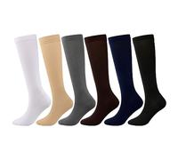 ISAKEN 6 Paia Calze a Compressione Graduata per Uomo e Donna, Gambaletti Compressione Graduata Cotone, Calze Compressione Calzini Lunghi per Fitness, Volo, Sport, Corsa, Ciclismo, Viaggio