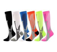 ISAKEN 6 Paia Calze a Compressione per Uomo e Donna, Gambaletti Elastici Compressivi Donna Uomo, Gambaletti Compressione Graduata Cotone per Fitness, Volo, Sport, Corsa, Ciclismo, Viaggio