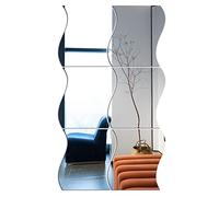 ISAKEN 6 Pezzi Specchio Adesivo da Parete Wall Stickers Onda Decorativi per Camera da Letto e Mobili