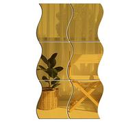 ISAKEN 6 Pezzi Specchio Adesivo da Parete Wall Stickers Specchio Onda da Parete Specchi Decorativi da Parete Adesivo Murale Specchi per Decorazione della Parete della Camera da Letto dei Mobili