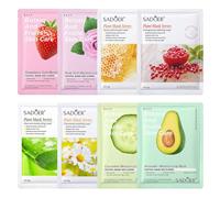 ISAKEN 8 Fogli Maschera Viso Idratante Maschera Viso alla Frutta Daily Sheet Mask With Perfect Adhesion Maschera Viso Purificante, con Effetti Diversi, SkinCare Idratante per Ogni Della Pelle
