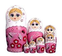 ISAKEN Bambole Russe Matrioska, 7 Pezzi Bambole in Legno Russo Matriosche Dipinte a Mano per Bambini Regalo di Compleanno