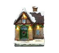ISAKEN Casette in Miniatura Natale, Mini Casette da Neve con Neve e Villaggio, Case del Villaggio di Natale a Batteria, Regalo di Natale per Bambini