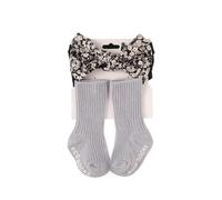 ISAKEN Fascia Capelli Fasce Neonata Fascetta Neonata Battesimo con Calzini alti al Ginocchio Bambina, Fascia Elastica per Capelli con Fiocchi per Bambini Infant Ragazza