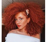 ISAMY Parrucche ricci con bomba afro da 14 pollici per donne nere Breve Afro Kinky parrucca riccia con frangia parrucca piena riccia (rame)