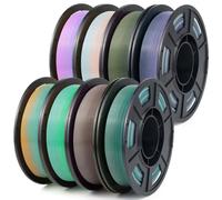iSANMATE Filamento PETG traslucido ad alta velocità, 1,75 mm, PETG trasparente, precisione dimensionale +/- 0,02 mm, bobina da 250 g x 8, filamento arcobaleno traslucido per stampanti 3D