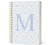 ISANOU Personalized Initial M Hardcover Spiral Notebook Journal for Women | Simpatico taccuino floreale personalizzato per scuola, lavoro, appunti, regali personalizzati per donne, uomini, adolescenti