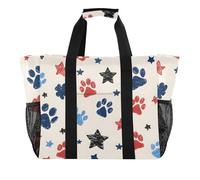 ISAOA 4th Of July Zampe Stelle Borse da Spiaggia per le Donne Grande Impermeabile Beach Tote Bag Viaggi Piscina Yoga Infermiera Shopping Tote Bag