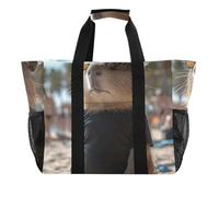 ISAOA A Glasses Capybara Borse da spiaggia per le donne Grande Impermeabile Beach Tote Bag Viaggi Piscina Yoga Infermiera Shopping Tote Bag