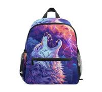 ISAOA A Howling Wolf with Lightning in the Sky Behind Him - Zaino per la scuola materna, per bambini, per la scuola, per bambini e bambine, stile casual