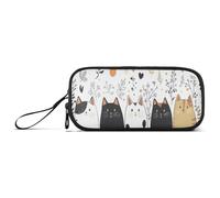 ISAOA A Row of Cute Stilizzato Gatti Astuccio Grande Capacità 3 Scomparti Astuccio Portamatite Portatile Grande Scatola Portamatite Astuccio per Teen Ragazzi Ragazze Adulti Studenti, Una fila di