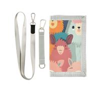 ISAOA Alpacas Face - Portafogli per bambini per ragazzi e ragazze, portafoglio triplo con tasca portamonete con cerniera e porta carte, portafoglio novità per regali di compleanno per bambini