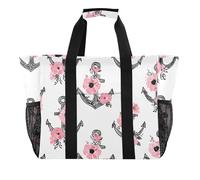 ISAOA Ancora con fiore rosa borse da spiaggia da donna grande impermeabile borsa da spiaggia borsa da viaggio piscina yoga infermiera shopping tote bag
