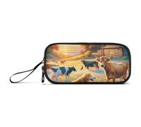 ISAOA Animali sul campo selvaggio al tramonto, grande capacità, astuccio a 3 scomparti, astuccio portatile di grandi dimensioni, per adolescenti, ragazzi, ragazze, adulti, studenti, Animali sul campo