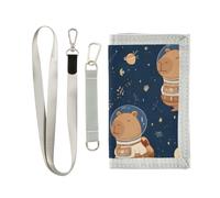 ISAOA Astronauta Capybara Portafogli per bambini per ragazzi e ragazze, portafoglio a tre ante con tasca portamonete con cerniera e porta carte, portafoglio novità per regali di compleanno per bambini