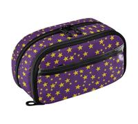 ISAOA Astuccio a cinque punte con motivo a stella viola con sfondo viola in PVC trasparente, astuccio impermeabile con cerniera organizer con divisore in PE di grande capacità per cancelleria per
