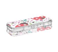 ISAOA Astuccio a pois con illustrazione di Lady Bug con coperchio a scatto, astuccio trasparente a doppio piano con 4 righelli divisori, organizer per penne per scuola e ufficio