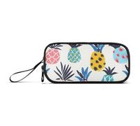 ISAOA Astuccio colorato con ananas grande capacità, 3 scomparti, astuccio portatile di grandi dimensioni per adolescenti, ragazzi, ragazze, adulti, studenti, Ananas colorato del fumetto, Taglia unica