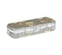 ISAOA Astuccio con animali dei cartoni animati nella foresta con coperchio a scatto, astuccio trasparente a doppio piano con 4 righelli divisori, organizer per penne per scuola e ufficio