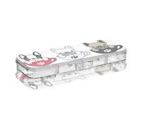ISAOA Astuccio con bulldog francese, a forma di zampa di cane, con coperchio a scatto, a doppio strato, trasparente, con 4 righelli, organizer per penne e penne, per scuola e ufficio