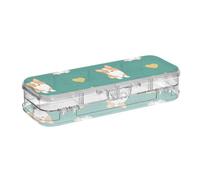 ISAOA Astuccio con corgis e cuori, con coperchio a scatto, astuccio trasparente a due piani, con 4 righelli, organizer per penne e penne, per scuola e ufficio