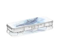 ISAOA Astuccio con delfino astratto oceano e mare, con coperchio a scatto, astuccio trasparente a due piani con 4 righelli divisori, organizer per penne per scuola e ufficio