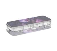ISAOA Astuccio con drago viola magico in scatola per matite selvatiche con coperchio a scatto, astuccio trasparente a doppio piano con 4 righelli divisori, organizer per penne per scuola e ufficio