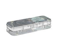 ISAOA Astuccio con due lupi sotto la luna, con coperchio a scatto, astuccio trasparente a doppio strato con 4 righelli divisori, organizer per scuola e ufficio