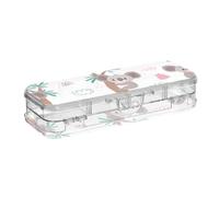 ISAOA Astuccio con koala e piante in una scatola per matite infantile con coperchio a scatto, astuccio trasparente a doppio piano con 4 righelli divisori, organizer per penne per scuola e ufficio