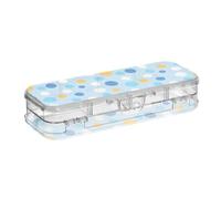 ISAOA Astuccio con piccoli pois su una scatola blu con coperchio a scatto, astuccio trasparente a doppio piano con 4 righelli divisori, organizer per penne per scuola e ufficio